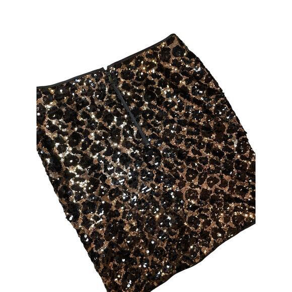 Cache’ Sequin Mini Skirt‎ Women Small Black & Gold Leopard, Animal Print Party - Picture 7 of 9